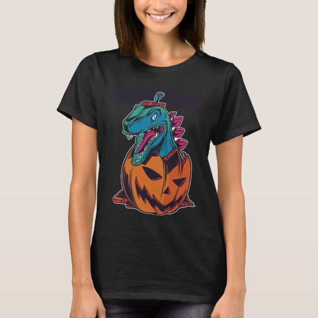 Dinosaur Pumpkin Halloween Funny Costume T-Shirt (Front)