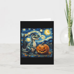 Dinosaur Pumpkin Van Gogh Starry Night Style Hallo Card