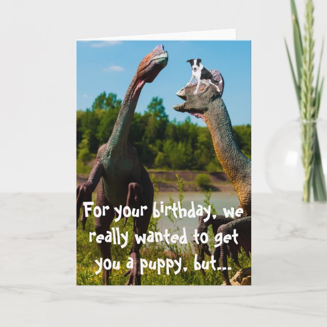 Dinosaur Puppy Humour Card (Front)