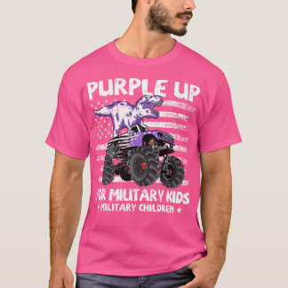 Dinosaur Purple Up For Military Kids Month Militar T-Shirt