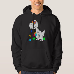 Dinosaur Puzzle Piece Autism Awareness Boys Kids Hoodie