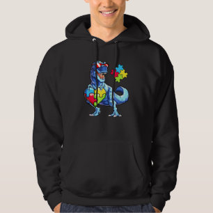 Dinosaur Puzzle Piece Autism Awareness Boys Kids Hoodie