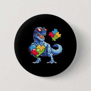 Dinosaur Puzzle Piece Autism Awareness Boys Kids M 6 Cm Round Badge