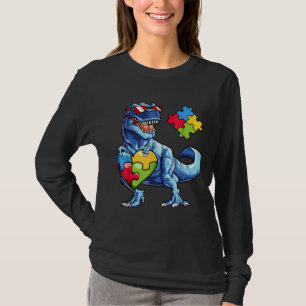 Dinosaur Puzzle Piece Autism Awareness Boys Kids M T-Shirt