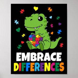 Dinosaur Puzzle Piece Autism Awareness For Boys Ki Poster