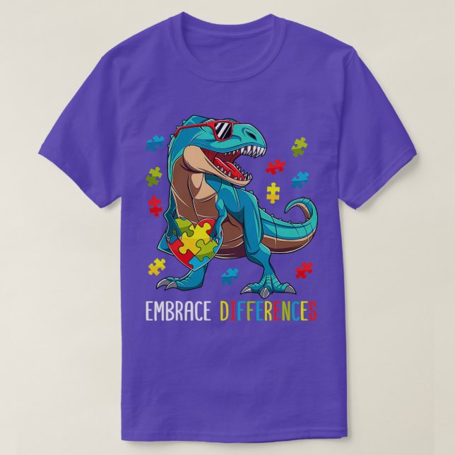 Dinosaur Puzzle Piece Autism Awareness For Boys Ki T-Shirt (Design Front)