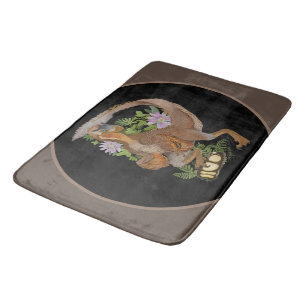 Dinosaur Raptor Jungle Art Bath Mat
