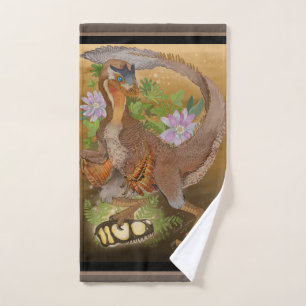 Dinosaur Raptor Jungle Art Bath Towel Set