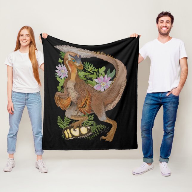 Dinosaur Raptor Jungle Art Fleece Blanket (In Situ)