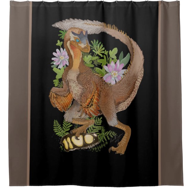 Dinosaur Raptor Jungle Art  Shower Curtain (Front)