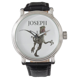 Dinosaur Raptor Name Monogram  Watch