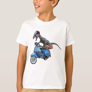 Dinosaur Raptor On a Scooter  T-Shirt