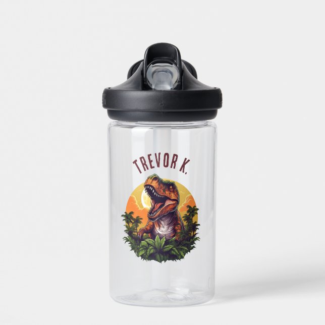 Dinosaur Rawr Customisable Kids Water Bottle (Front)