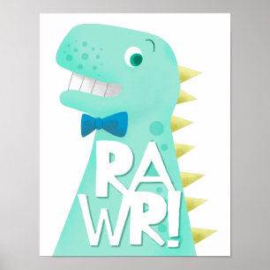 Dinosaur RAWR Nursery Kids Room Poster