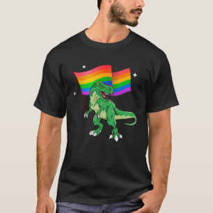 Dinosaur Rawr Pride Parade Gay & Lesbian Rainbow F T-Shirt