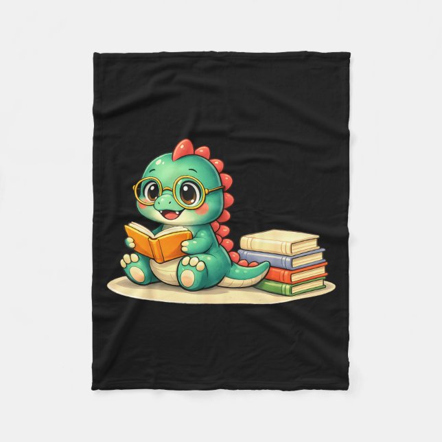 Dinosaur read reader book library funny mum dad  fleece blanket (Front)