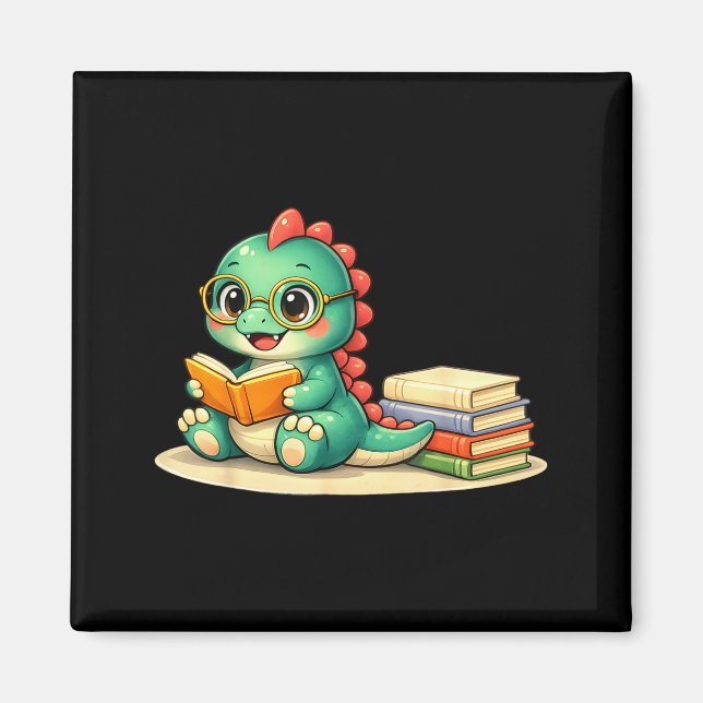 Dinosaur read reader book library funny mum dad  magnet (Front)