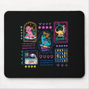 Dinosaur reading club summer book lover library mouse mat