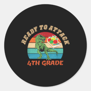 Dinosaur Ready To Attack 4th T-rex Boys Back To Sc Classic Round Sticker