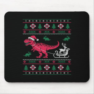 Dinosaur Reindeer Sleigh Ugly Christmas  Mouse Mat