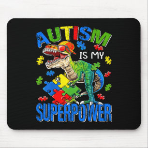 Dinosaur Rex Autism Is My Superpower Autism Awaren Mouse Mat