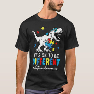 Dinosaur Rex Different Autism Awareness Month Puzz T-Shirt