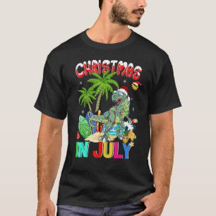 Dinosaur Rex In Santa Hat Sunglasses Christmas In  T-Shirt