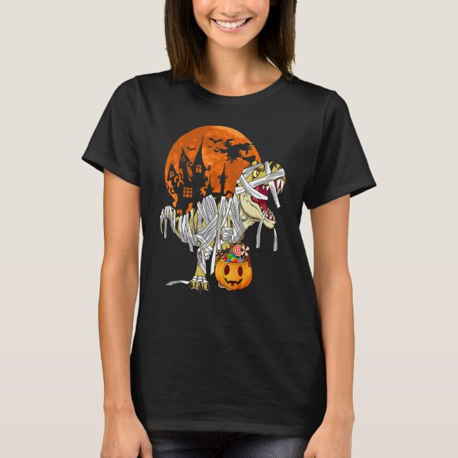 Dinosaur Rex Mummy Pumpkin Halloween Costume For B T-Shirt (Front)