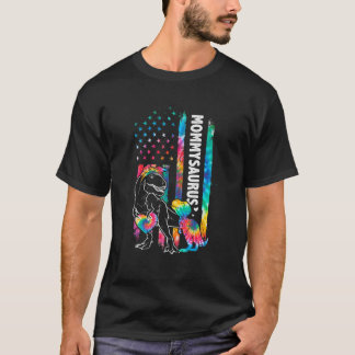 Dinosaur Rex Mummy Saurus Tie Dye USA Flag Matchin T-Shirt