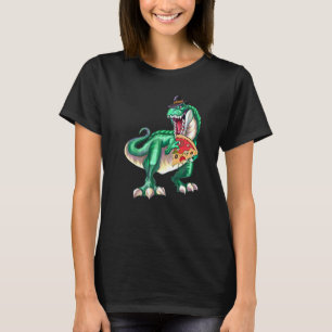Dinosaur Rex Pilgrim Hat Pizza Thanksgiving Vegan T-Shirt