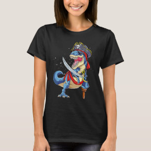 Dinosaur Rex Pirate  Jolly Roger Halloween T-Shirt
