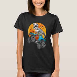 Dinosaur Rex Riding Monster Truck Moon Halloween C T-Shirt