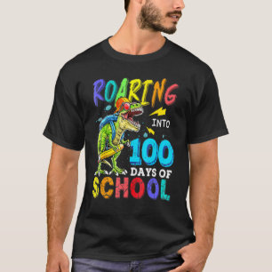 Dinosaur Rex Roaring Into 100 Days Of School Stude T-Shirt