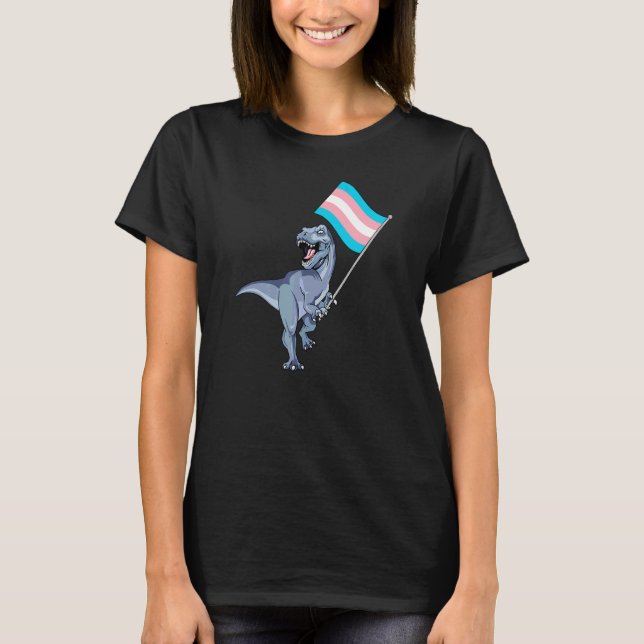 Dinosaur Rex Transgender Pride Flag Lgbt Lesbian B T-Shirt (Front)