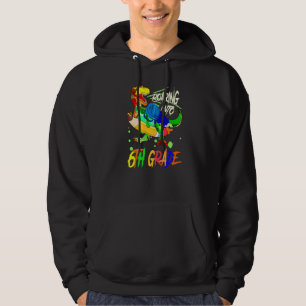 Dinosaur Riding A Pencil Roars Into First Day 6th Hoodie