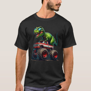 Dinosaur Riding Monster Truck Birthday Gift Boys T-Shirt