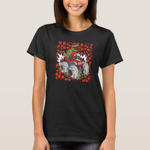 Dinosaur Riding Monster Truck Valentines Day Rex H T-Shirt