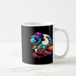 Dinosaur Riding Skateboard Funny T-rex Dino Skateb Coffee Mug