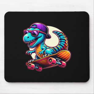 Dinosaur Riding Skateboard Funny T-rex Dino Skateb Mouse Mat