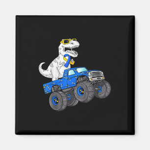 Dinosaur Riding Truck World Down Syndrome Day Boys Magnet