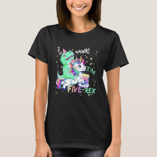 Dinosaur Riding Unicorn Funny T Rex 5 Years Old Ki T-Shirt