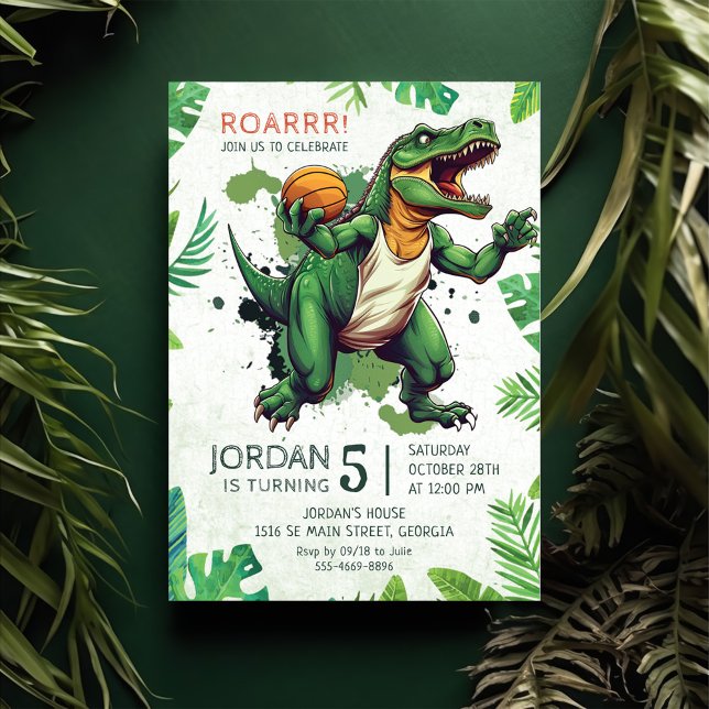 Dinosaur Roar 5th Birthday Party Invitation (Creator Uploaded)