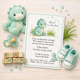 Dinosaur 'Roar' Birth Announcement Baby Boys Card