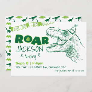 Dinosaur Roar Birthday Invitation