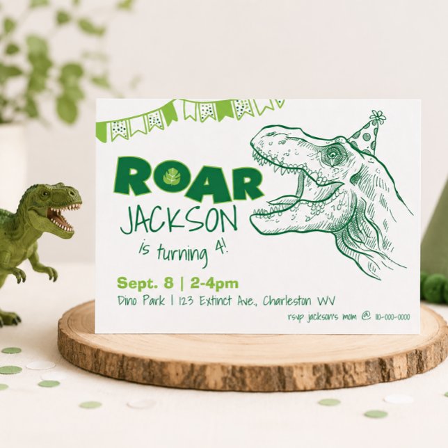 Dinosaur Roar Birthday Invitation (Dinosaur Roar Birthday Invitation)