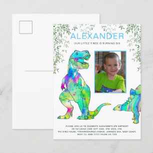 Dinosaur Roar Birthday Party Budget Invitation Postcard