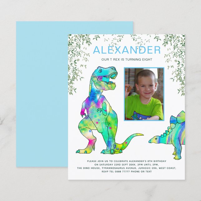 Dinosaur Roar Birthday Party Photo Budget (Front/Back)