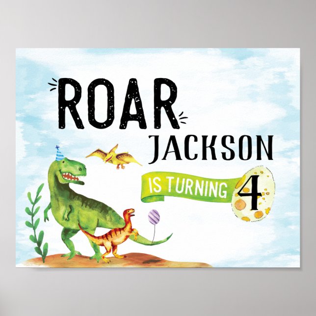 Dinosaur Roar Birthday Sign (Front)
