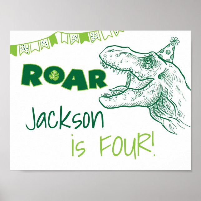 Dinosaur Roar Birthday Sign (Front)