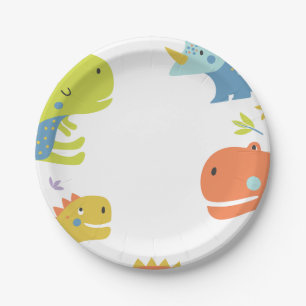 Dinosaur Roar Boys Birthday Blue Paper Plate
